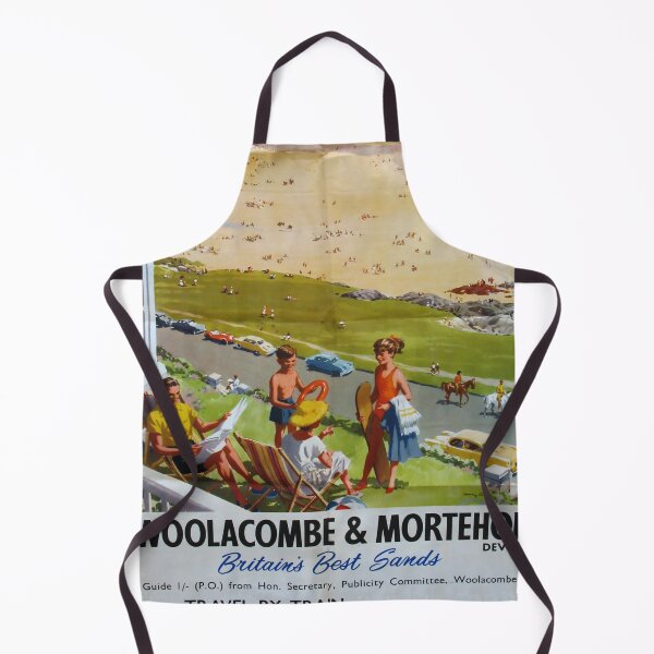 Item preview, Woolacombe and Morthehoe vintage travel poster designed and sold by stickart-marek.
