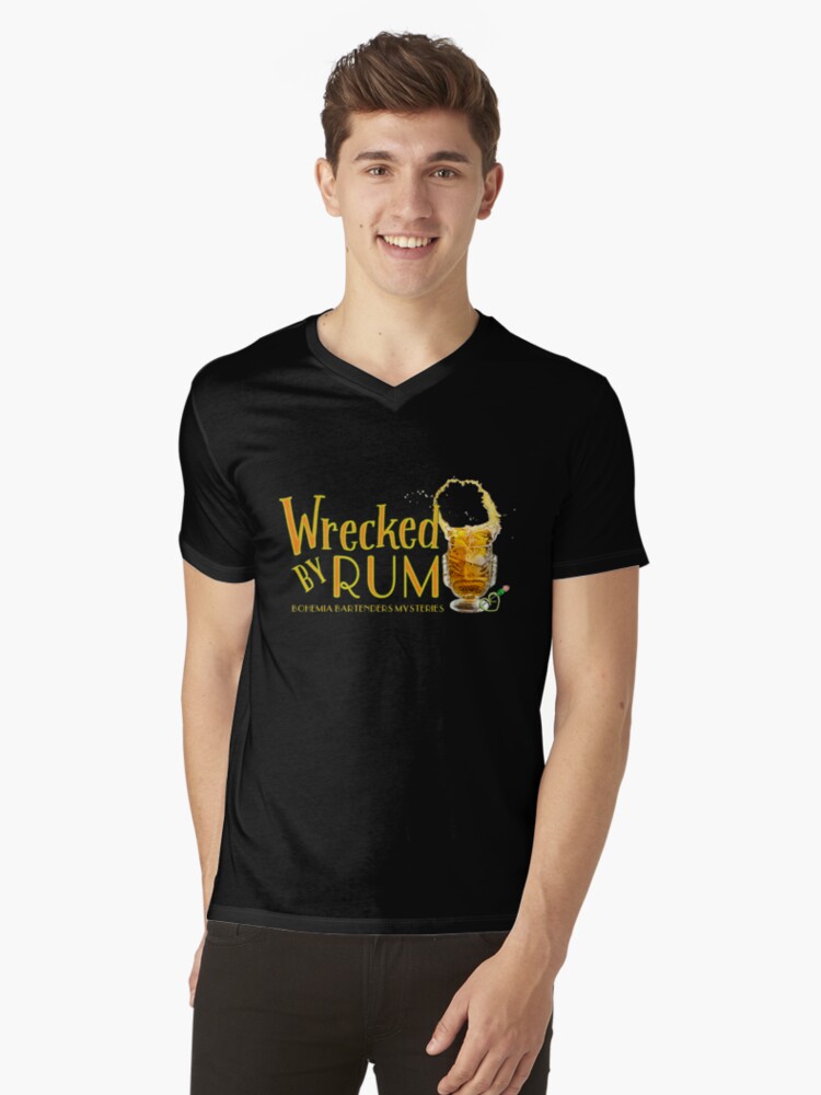 Thumbnail 1 of 3, V-Neck T-Shirt, Wrecked by Rum tiki cocktail designed and sold by SkyDiary.