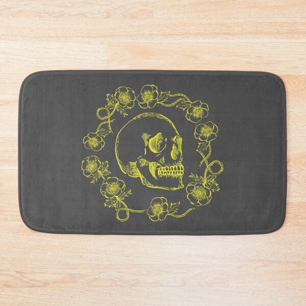 Item preview, Skulls and Anemones Neon Yellow Bright on Dark designed and sold by Cecilia Mok.