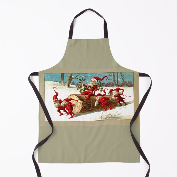 Item preview, RED CHRISTMAS ELVES CARRYING A TREE TRUNK designed and sold by BulganLumini.