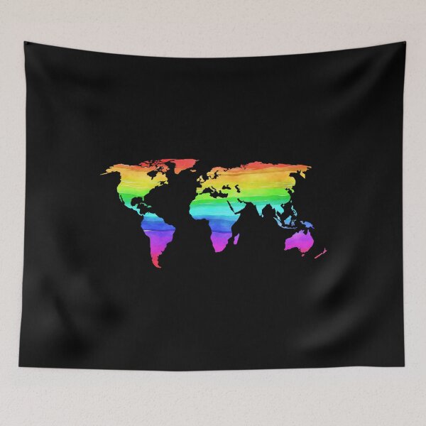Item preview, World map colorful rainbow colors colored designed and sold by Argentini.