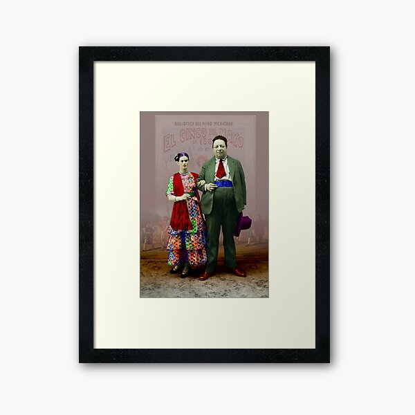Vista previa del artículo con la obra «Frida Kahlo y Diego Rivera en México Retrato con sombrero», diseñado y vendido por KALEIDOSCOPE UK.