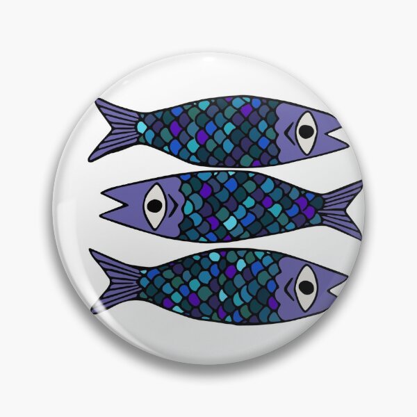 Item preview, Three blue sardines illustration designed and sold by RedFinchDesigns.
