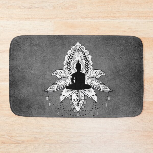 Item preview, Wonderful lotus with buddha, black and white, zentangle designed and sold by nicky2342.