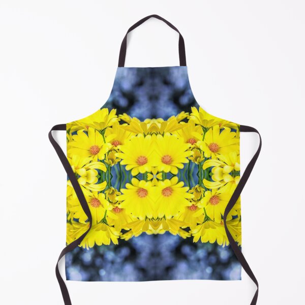 Artikelvorschau, Frische, schöne gelbe Osteospermum-Blüten blühen in einem surreal geformten symmetrischen Kaleidoskop entworfen und verkauft von Grégory DUBUS.
