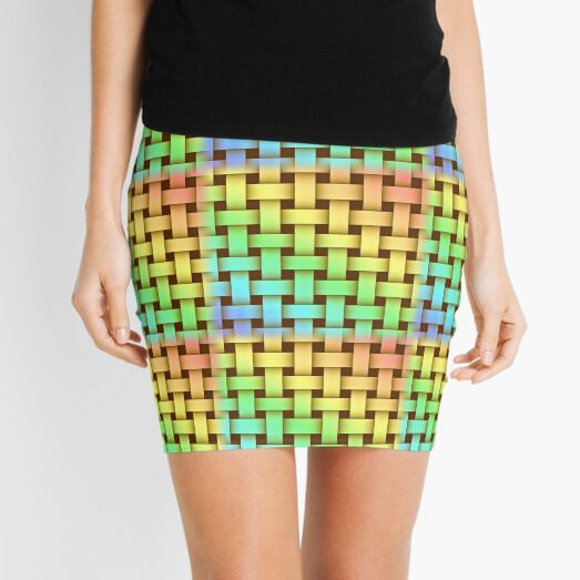 Basketweave Pattern In Pastel Rainbow Colors Mini Skirt