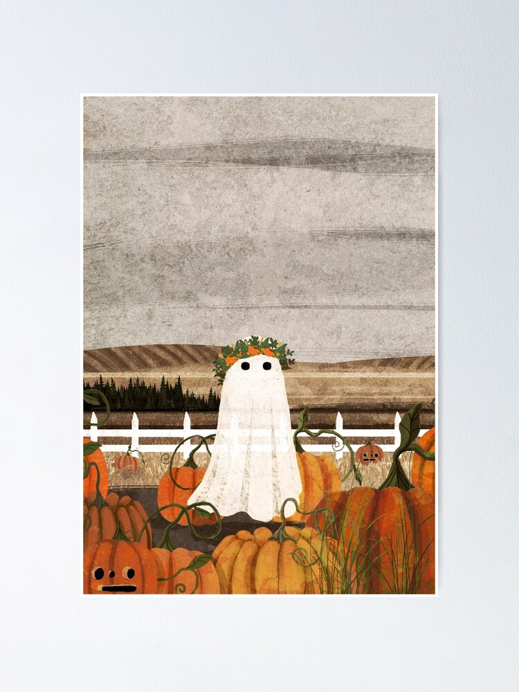 Poster, There's a Ghost in the Pumpkins Patch Again... designed and sold by katherineblower