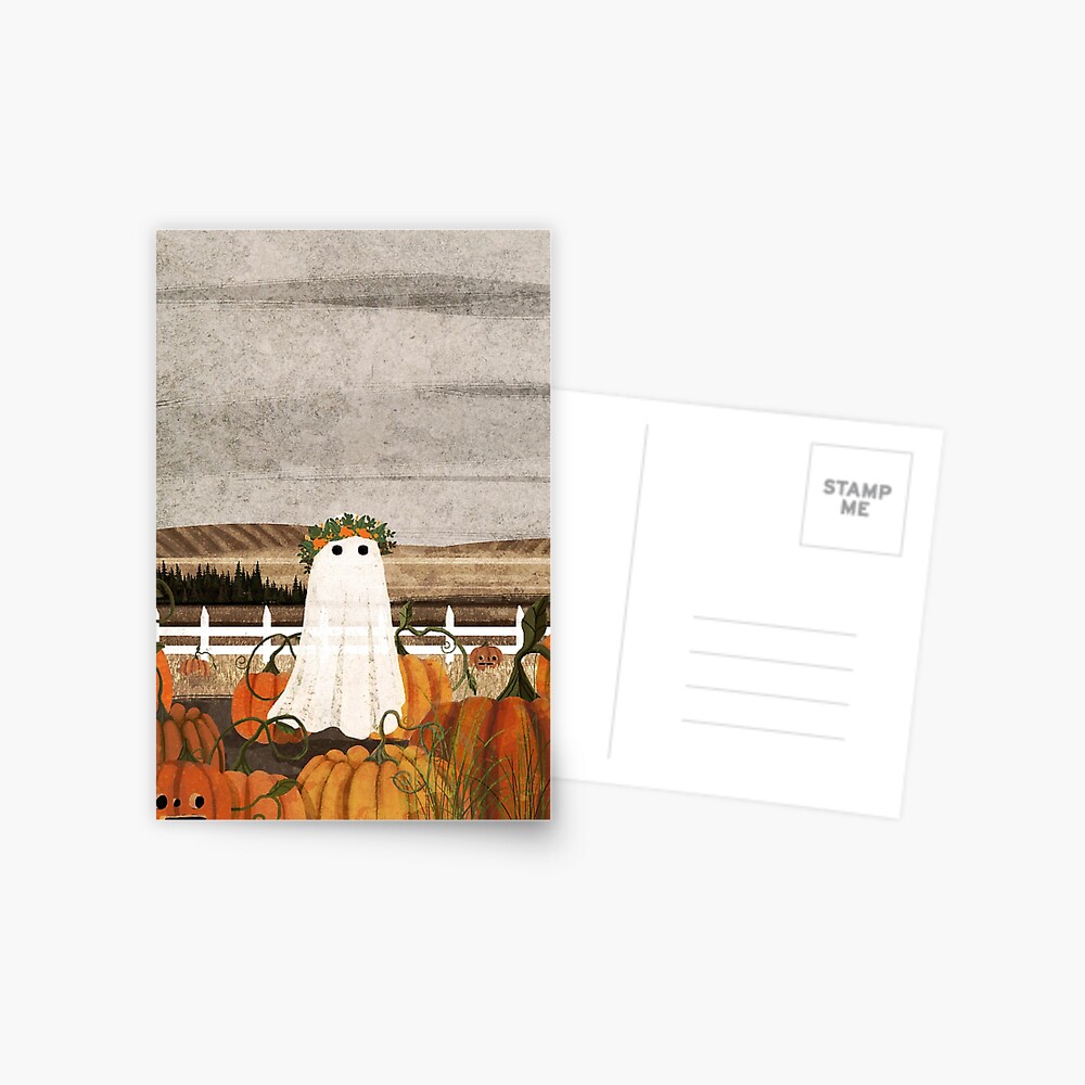 There's a Ghost in the Pumpkins Patch Again... Postcard