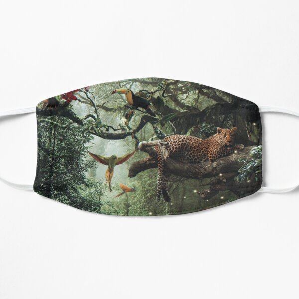 LEOPARD IN THE RAIN FOREST Flat Mask