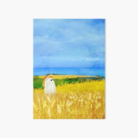 Home & Living :: Wall Decor :: Wall Art :: Small painting, Moonlight wheat  field, night landscape 5x7 canvas board