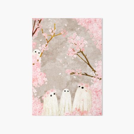 Cute Japonais style posters Fuji montais and Sakura tree anime | Art Board  Print