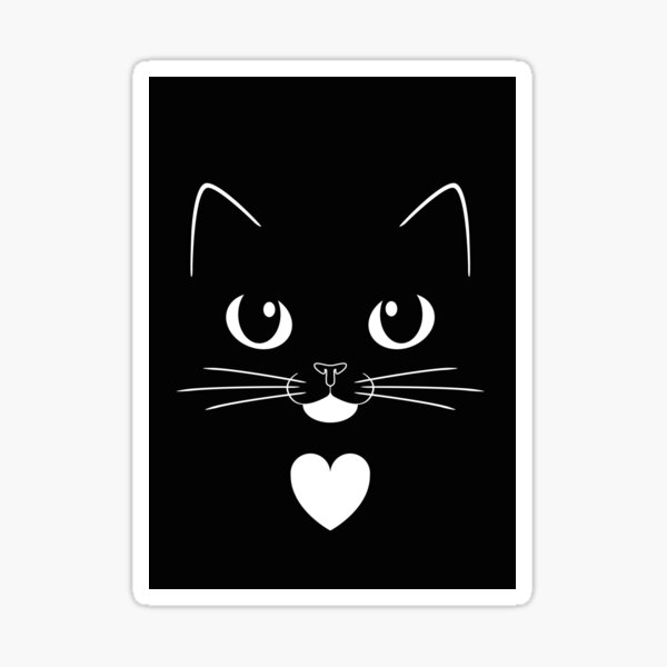 Tuxedo Cat Face with Heart Sticker