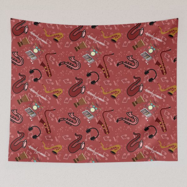 Item preview, Happy Medium Carmine Chestnut Rose Saxophone Headphones Mp3 Music Player Notes Djembe Drums  designed and sold by mygiftideas.
