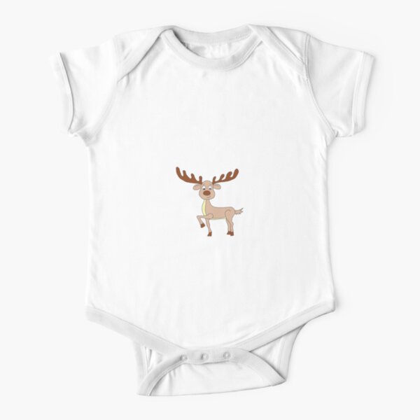 Cute Deer Digital Design Short Sleeve Baby One-Piece