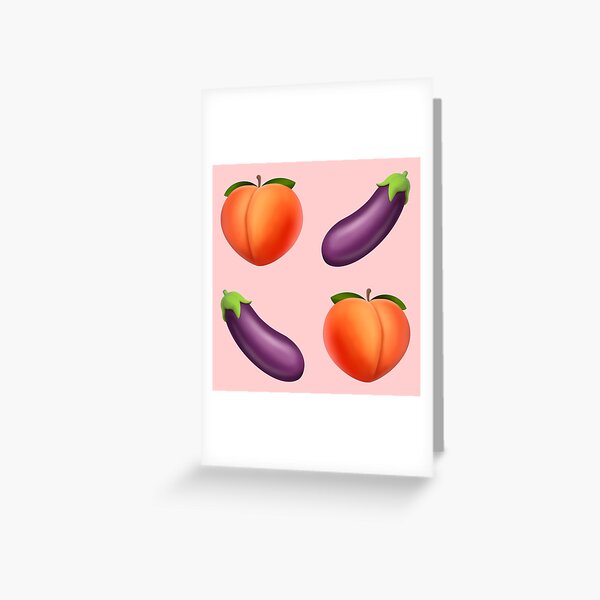 "Peach and eggplant emoji " Greeting Card by PinkShinyArt Redbubble