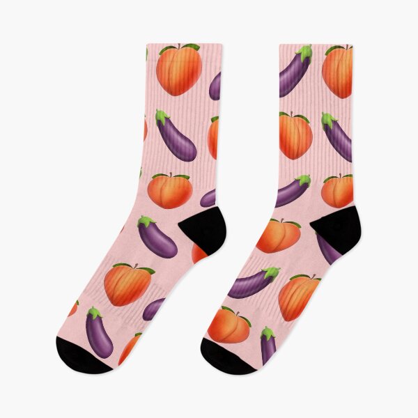 Item preview, Peach and eggplant emoji  designed and sold by PinkShinyArt.