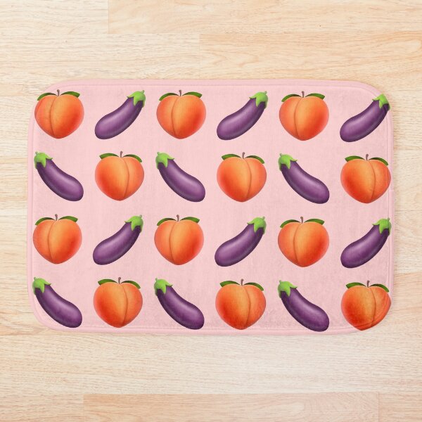 Peaches and Eggplants on Pink Fabric