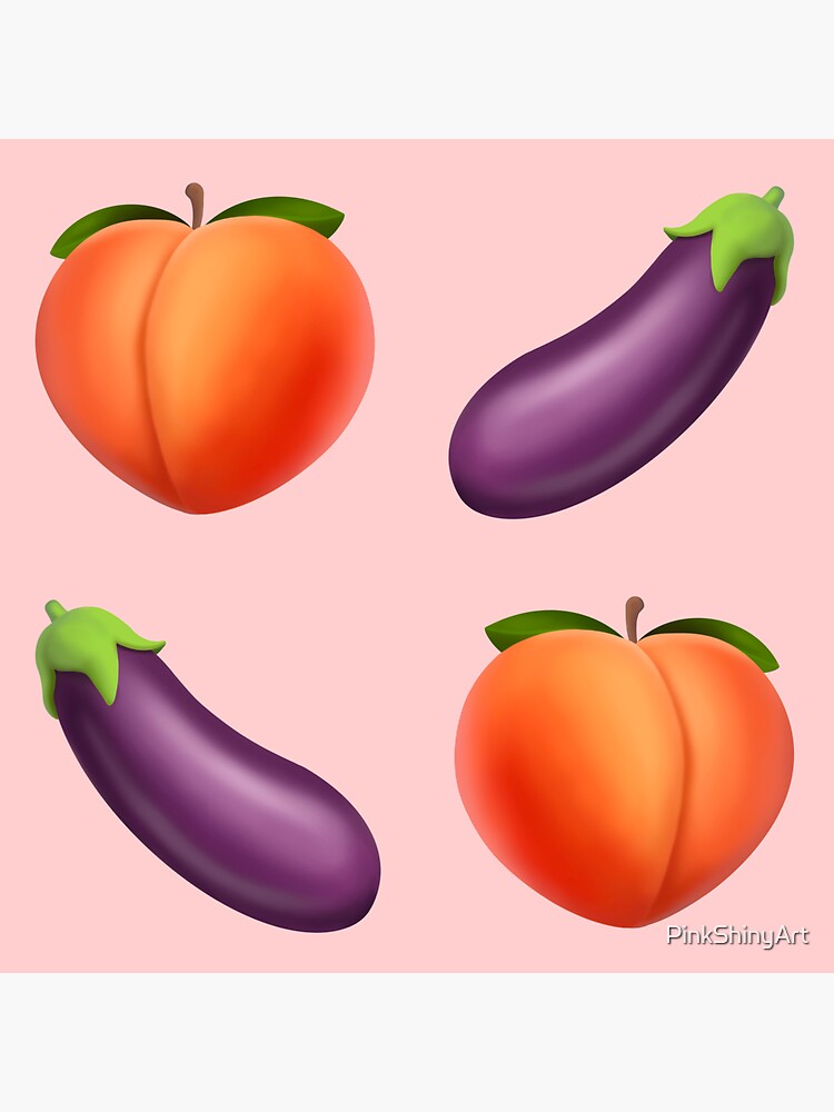 "Peach and eggplant emoji " Sticker for Sale by PinkShinyArt Redbubble