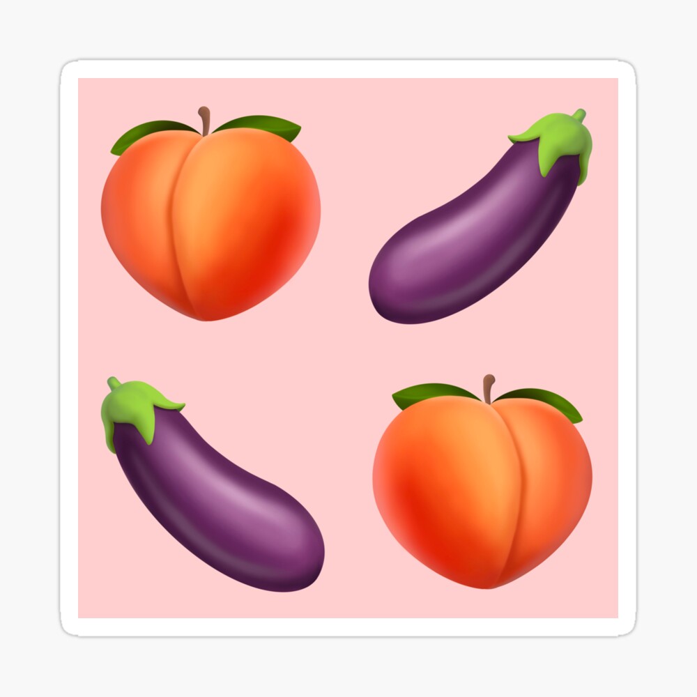 Eggplant and peach emoji Stock Vector