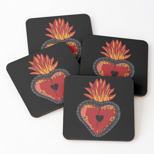 Item preview, Flaming Sacred Heart Mexican Style Folk Art designed and sold by ElJimmo.