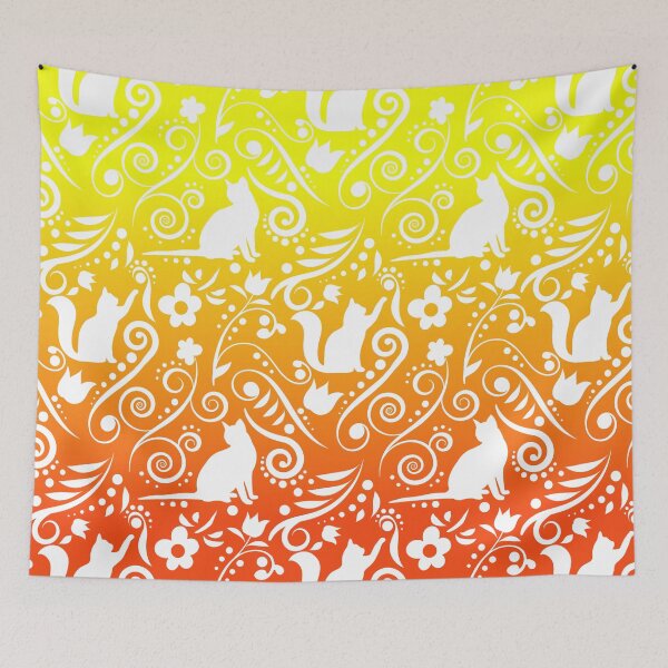 Item preview, Cat and Flowers - Lemon & Tangerine (Citrus Lover Collection) designed and sold by CreativityRoams.