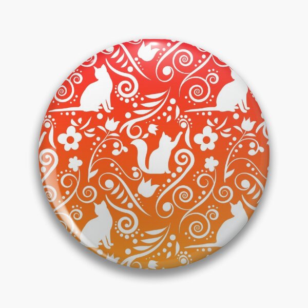 Item preview, Cat and Flowers - Tangerine & Grapefruit (Citrus Lover Collection) designed and sold by CreativityRoams.