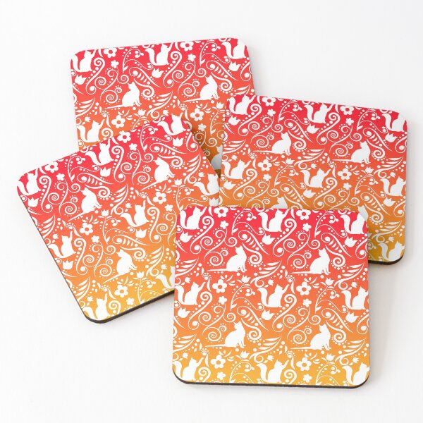 Item preview, Cat and Flowers - Tangerine & Grapefruit (Citrus Lover Collection) designed and sold by CreativityRoams.