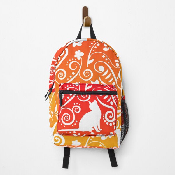Item preview, Cat and Flowers - Tangerine & Grapefruit (Citrus Lover Collection) designed and sold by CreativityRoams.
