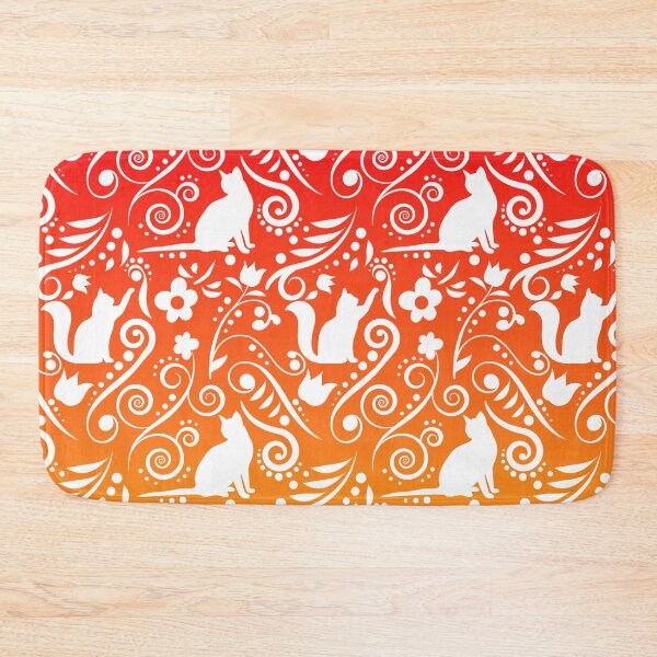 Item preview, Cat and Flowers - Tangerine & Grapefruit (Citrus Lover Collection) designed and sold by CreativityRoams.