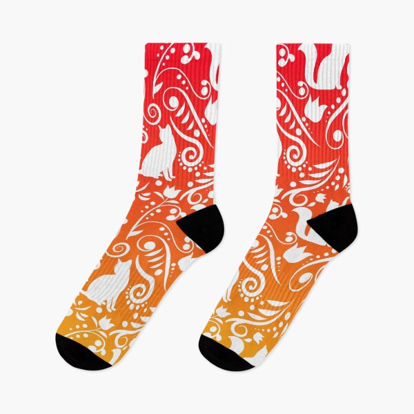 Item preview, Cat and Flowers - Tangerine & Grapefruit (Citrus Lover Collection) designed and sold by CreativityRoams.