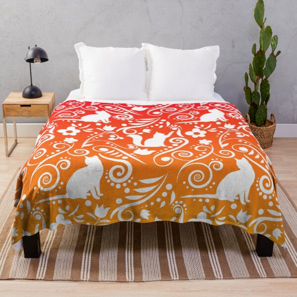 Item preview, Cat and Flowers - Tangerine & Grapefruit (Citrus Lover Collection) designed and sold by CreativityRoams.
