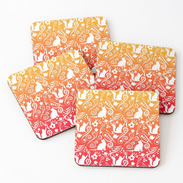 Item preview, Cat and Flowers - Tangerine & Grapefruit RS (Citrus Lover Collection) designed and sold by CreativityRoams.