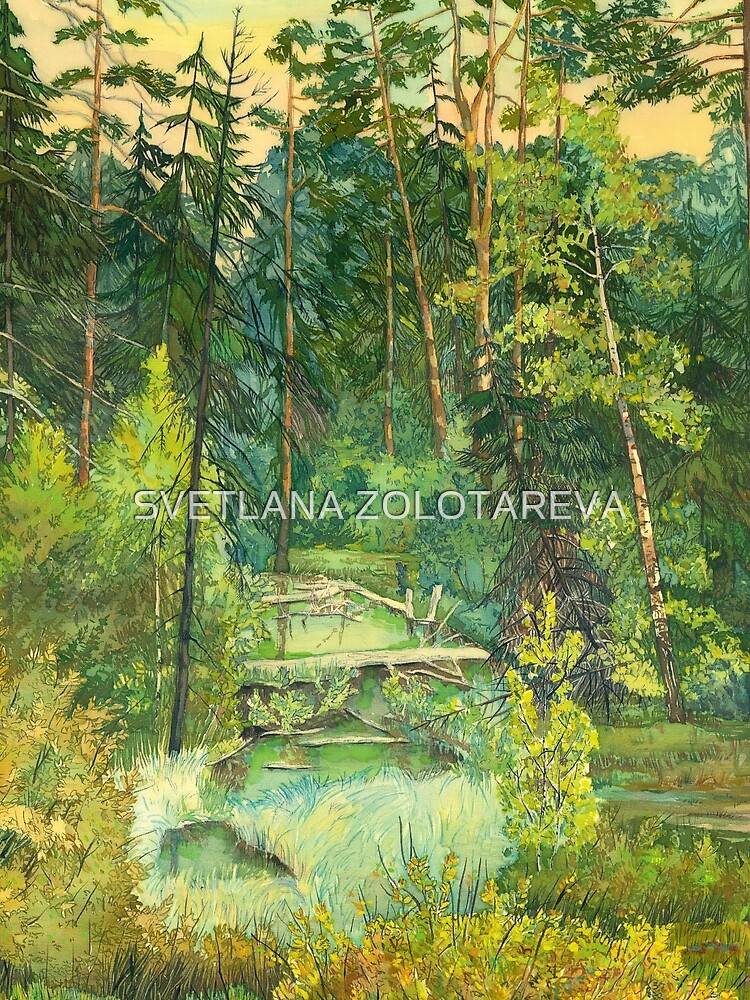 Forest painting watercolor by SVZOLOTAREVA