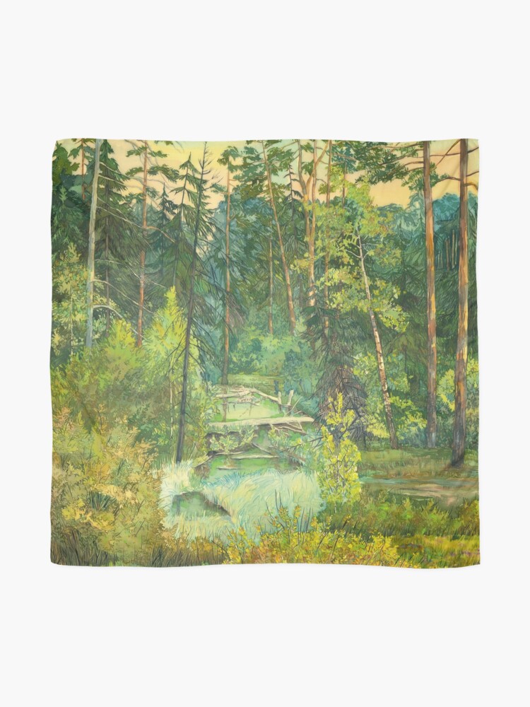 Alternate view of Forest painting watercolor Scarf