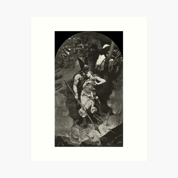 Item preview, Wotan takes leave of Brunhild (1892) by Konrad Dielitz designed and sold by CleaViolet.