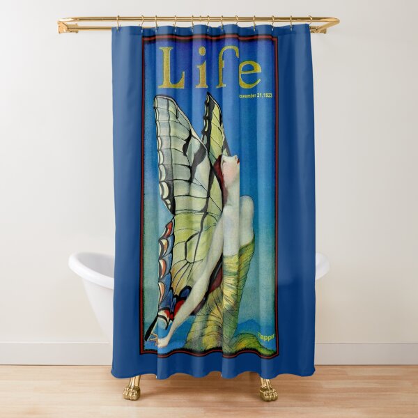 LIFE : Vintage 1923 Flapper Butterfly Print Shower Curtain
