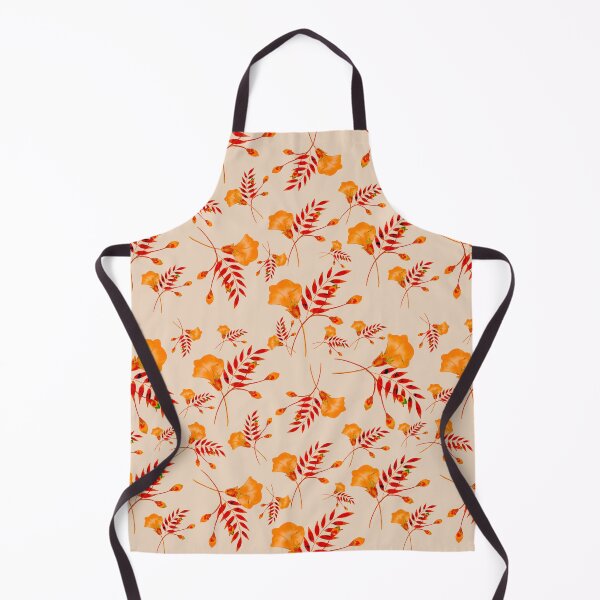 Item preview, Orange florals red leaves warm colours  designed and sold by Urvashi Patel.