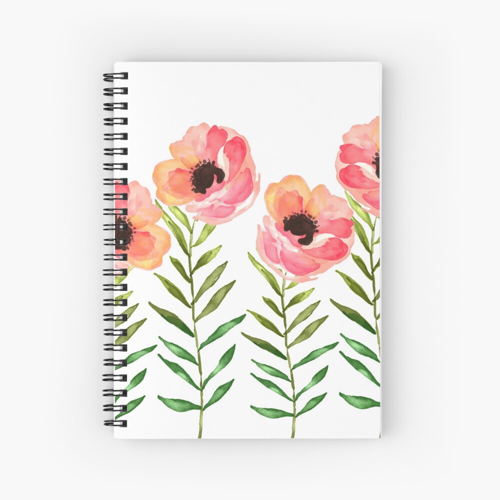 Watercolor Flower Spiral Notebook