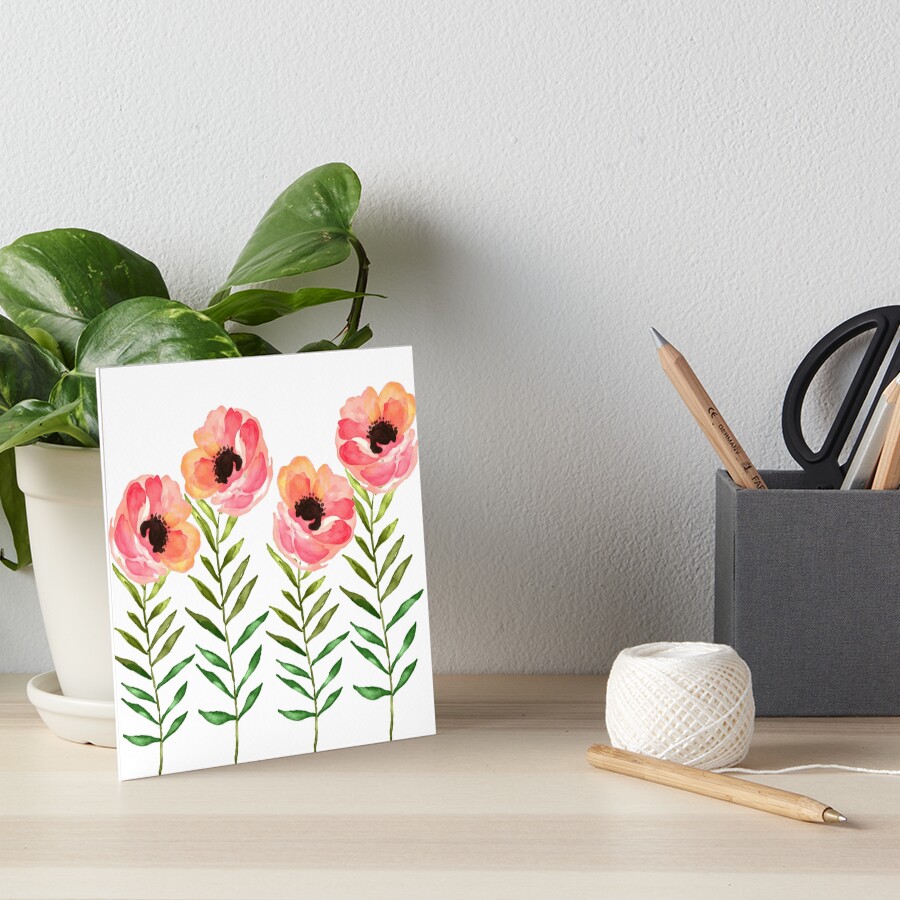 Watercolor Flower Art Board Print