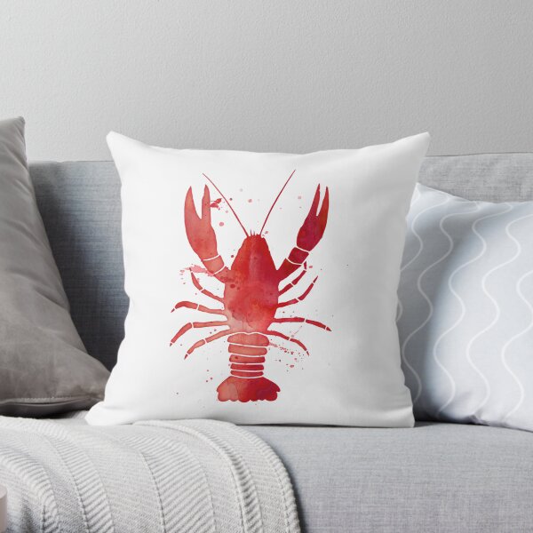 Watercolor Red Lobster Throw Pillow