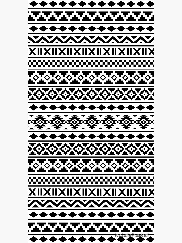 Aztec Essence Pattern Black on White by NataliePaskell