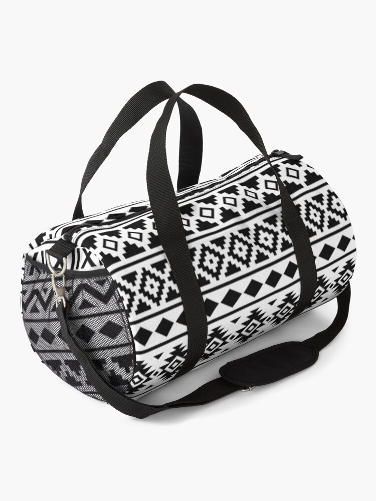 Alternate view of Aztec Essence Pattern Black on White Duffle Bag