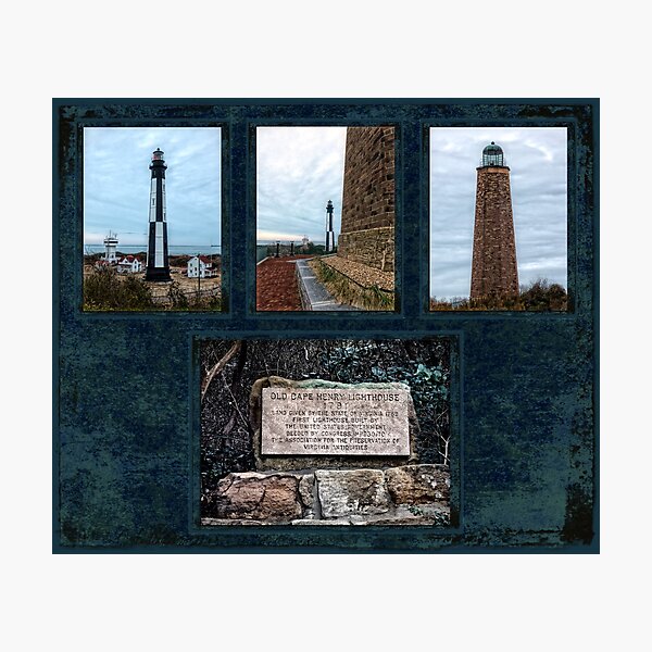 Cape Henry Lighthouses - Old and New Photographic Print