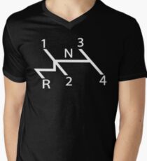 old school shift diagram in white. Men's V-Neck T-Shirt