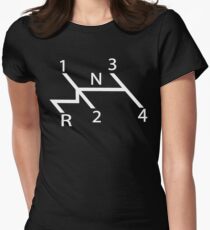 old school shift diagram in white. Women's Fitted T-Shirt