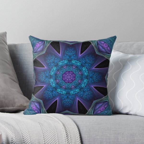 Fractal mandala Flower Throw Pillow