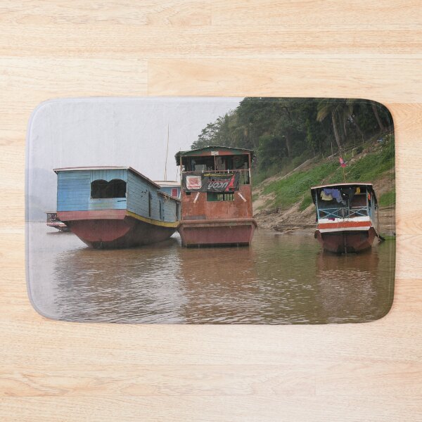 Item preview, Anchored Boats Mekong River Banks Laos designed and sold by worldways.
