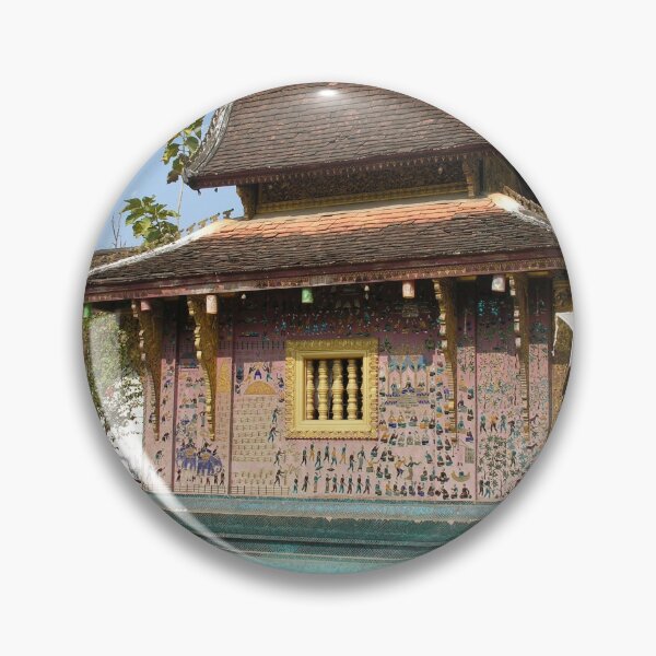 Item preview, Buddhist temple with pink mosaic wall decoration Laos designed and sold by worldways.
