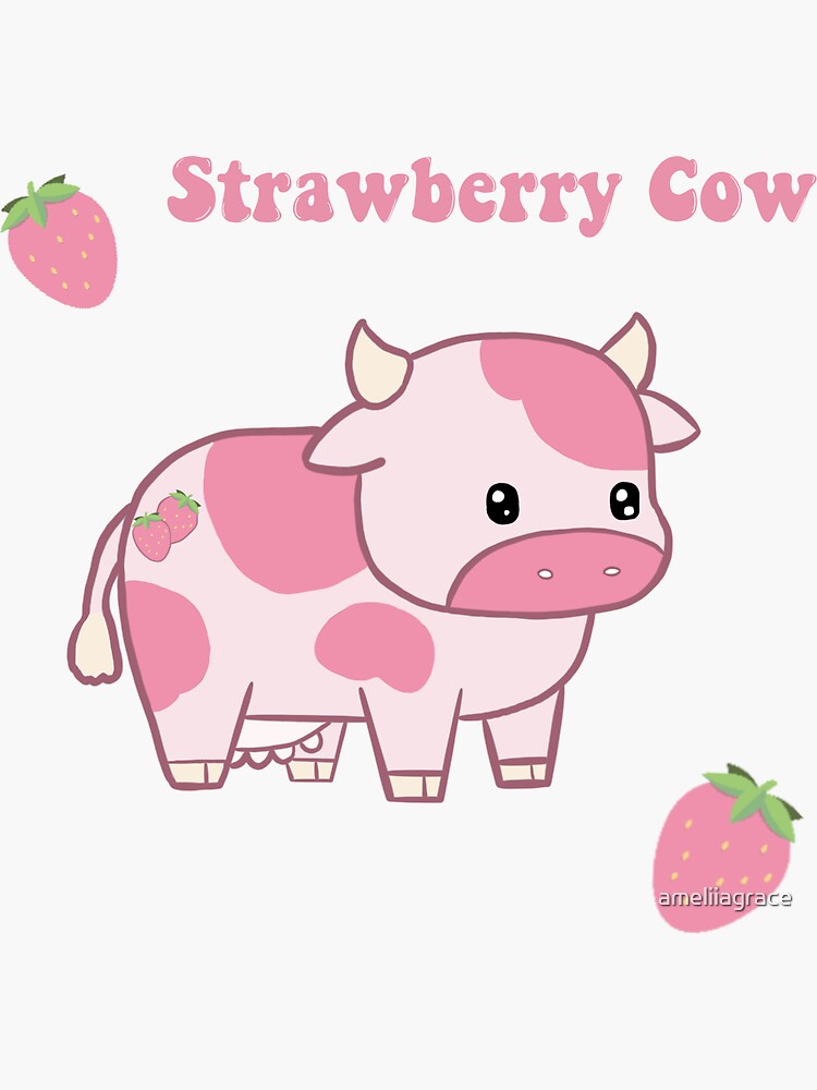 Strawberry Cows Pets Stickers Redbubble - strawberry cow print roblox logo