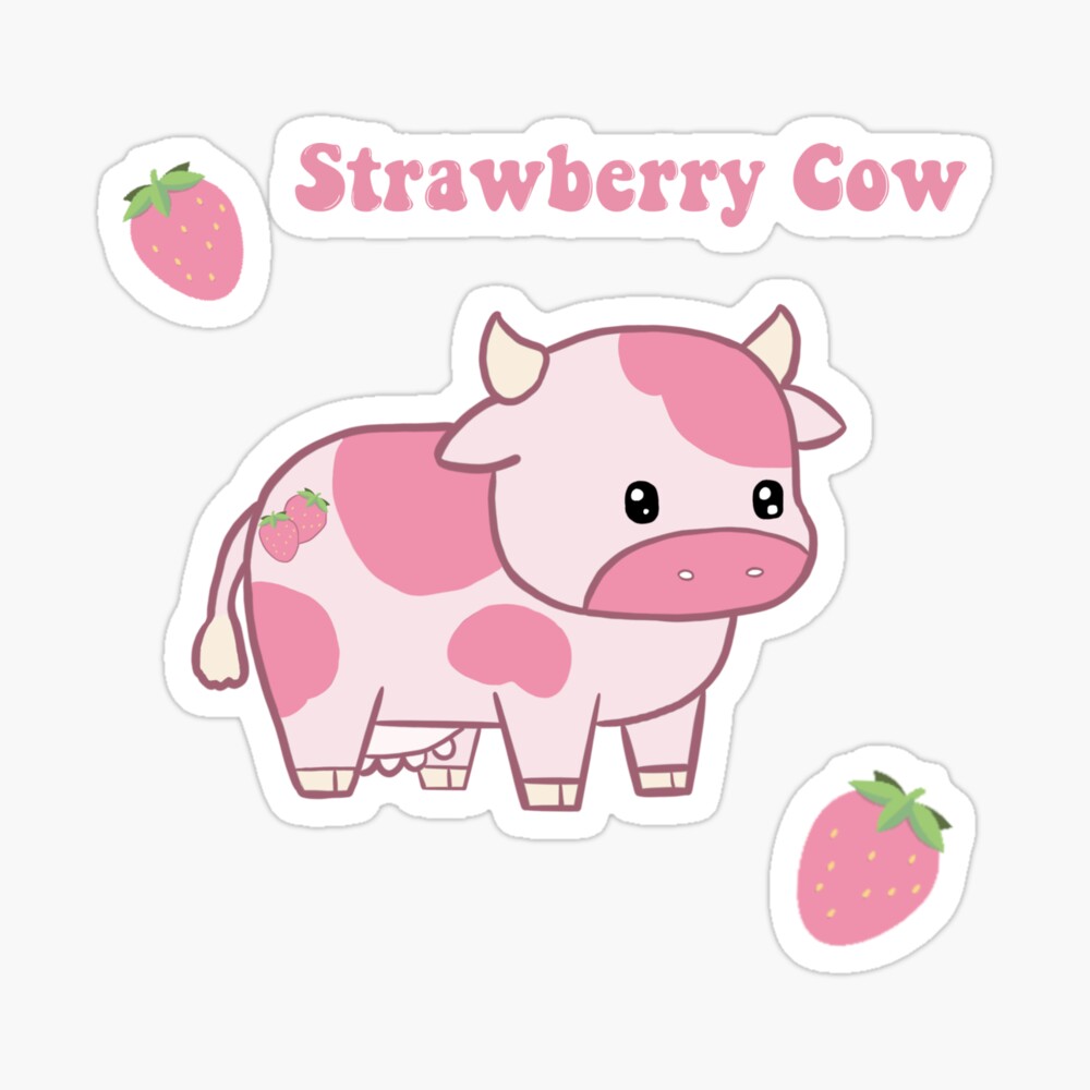 Strawberry Cow kawaii Art Board Print for Sale by MayBK